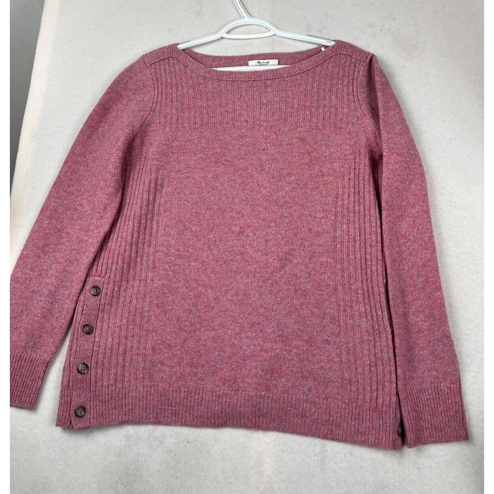 Madewell Sweater Womens Medium Wool boat neck Dusty Pink Knit